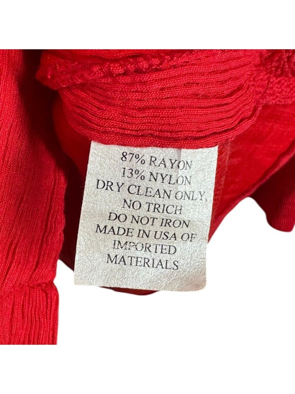 Caroline Rose Textured Red Crinkle Jacket 1X Rayon Blend Made in USA Art to Wear - Picture 7 of 7
